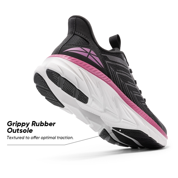 [AllSwifit 2.0] Women's Slip On Walking Sneakers - BLACK/FUCHSIA - 4